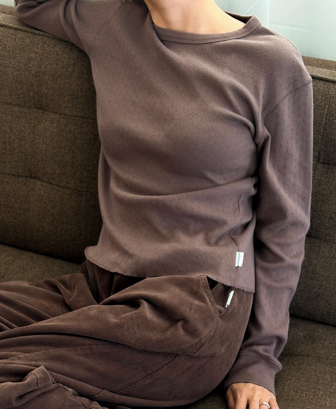 Pointelle Fundamental Tee - Chocolate