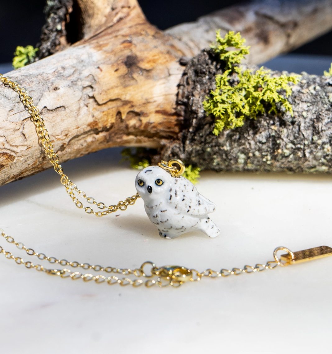 Tiny Snow Owl Necklace