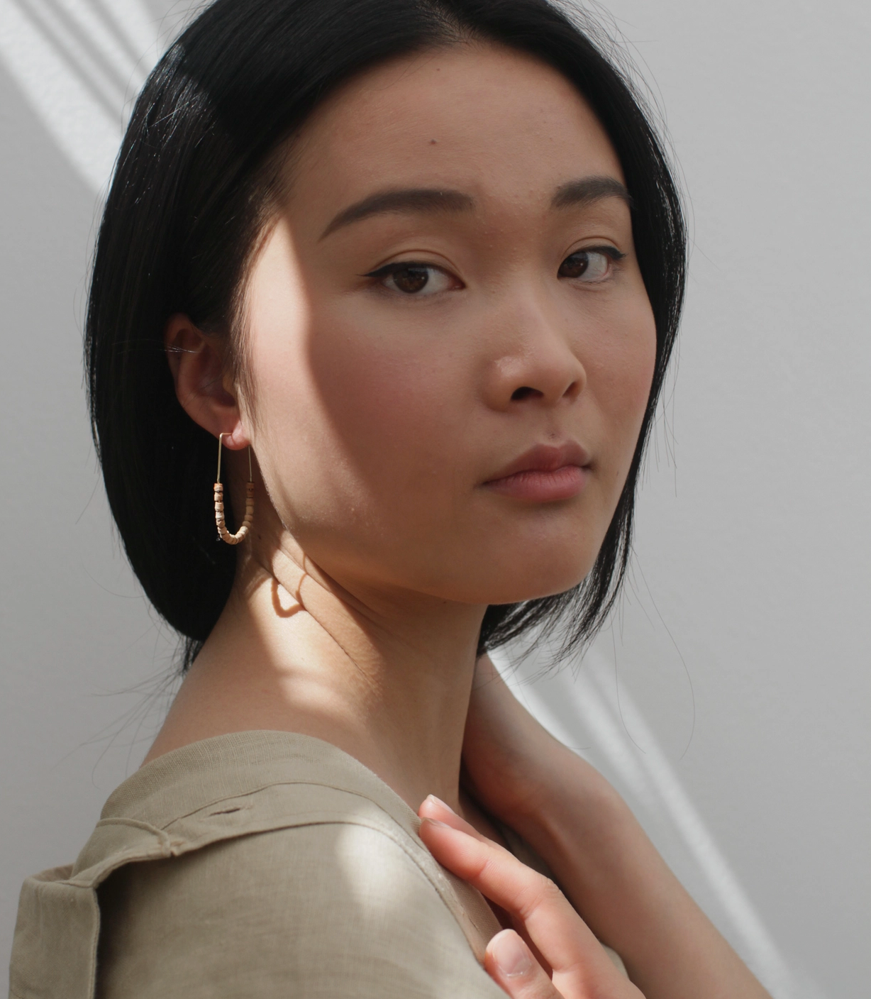 Teak Beaded Drape Earrings