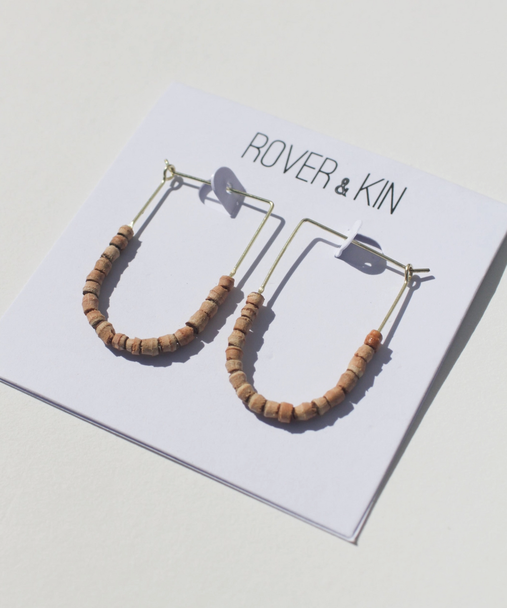 Teak Beaded Drape Earrings