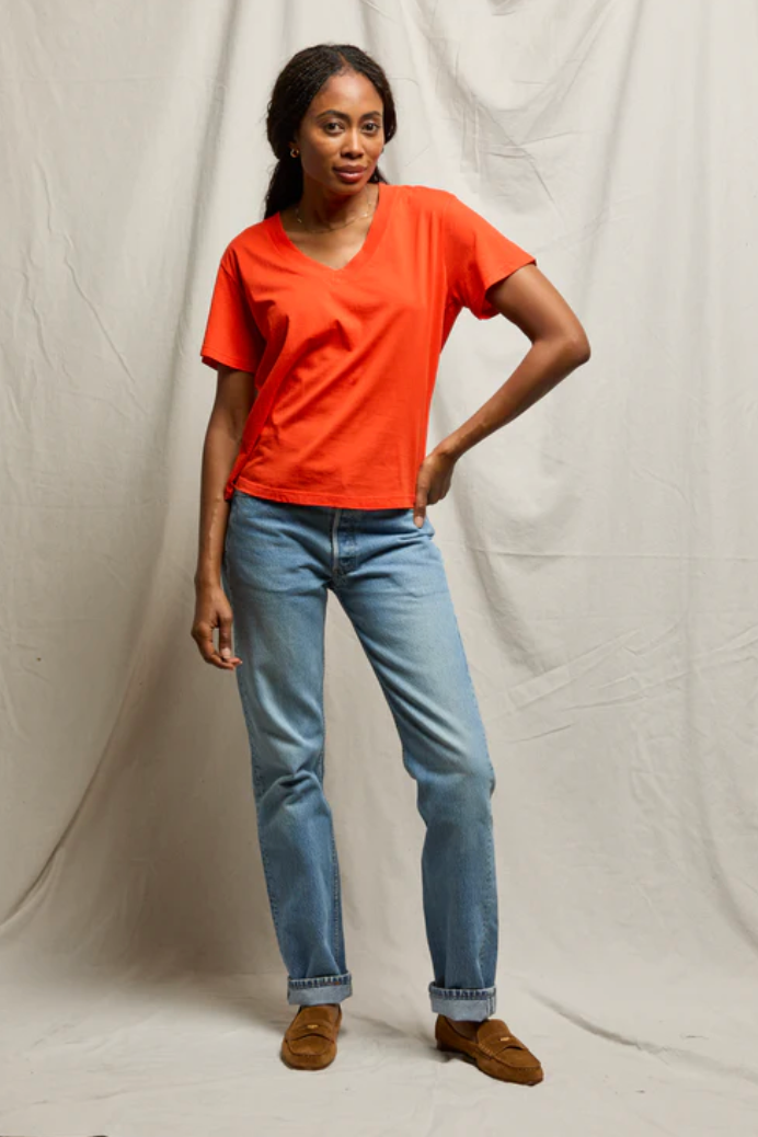 Hendrix Cotton Boxy V-neck Tee