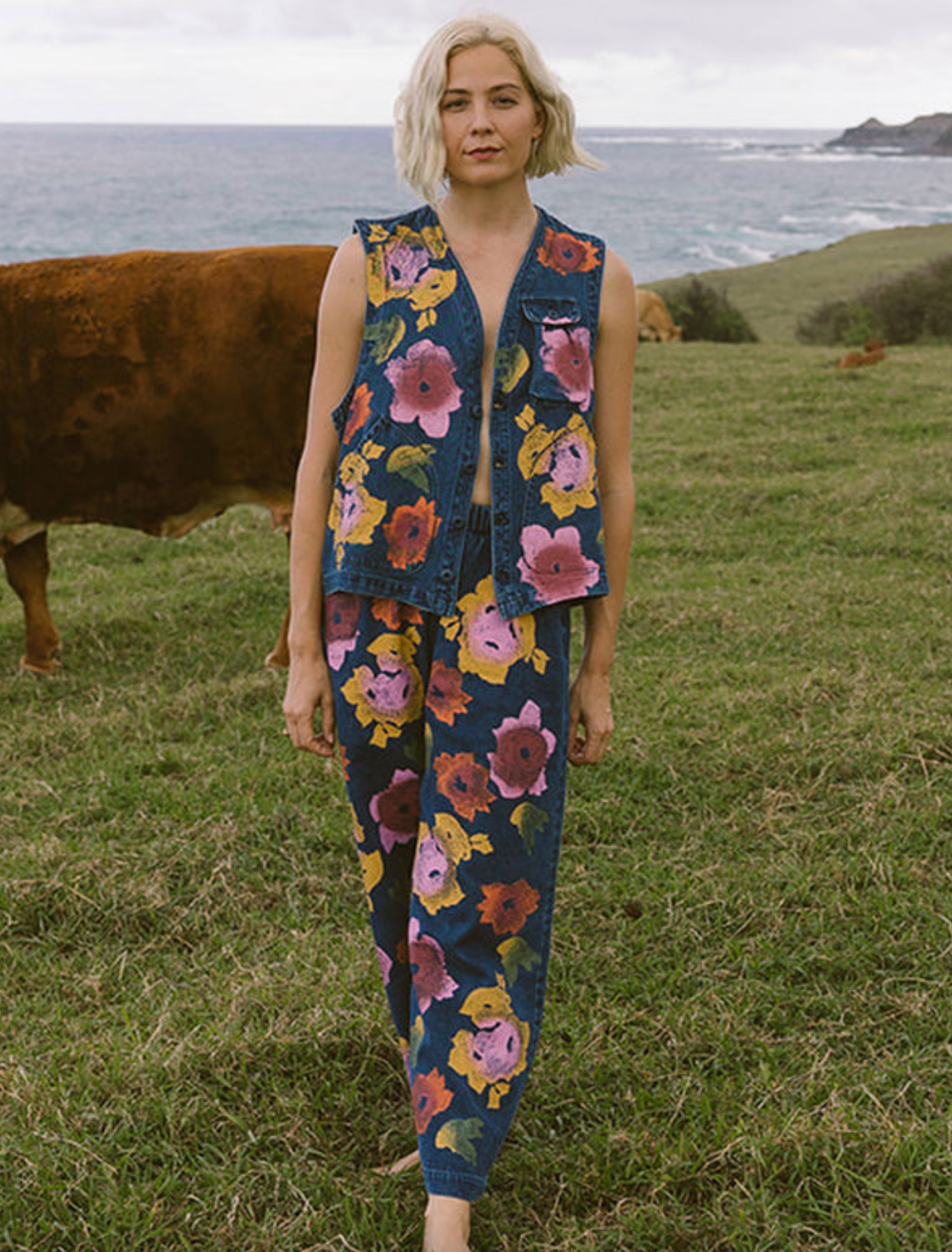 Floral Denim Disco Pant