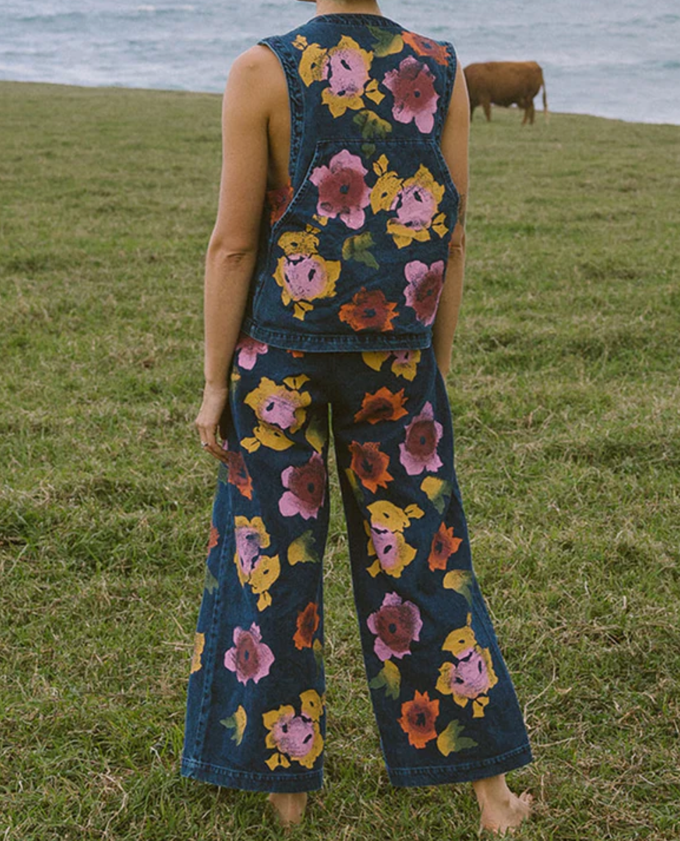 Floral Denim Disco Pant