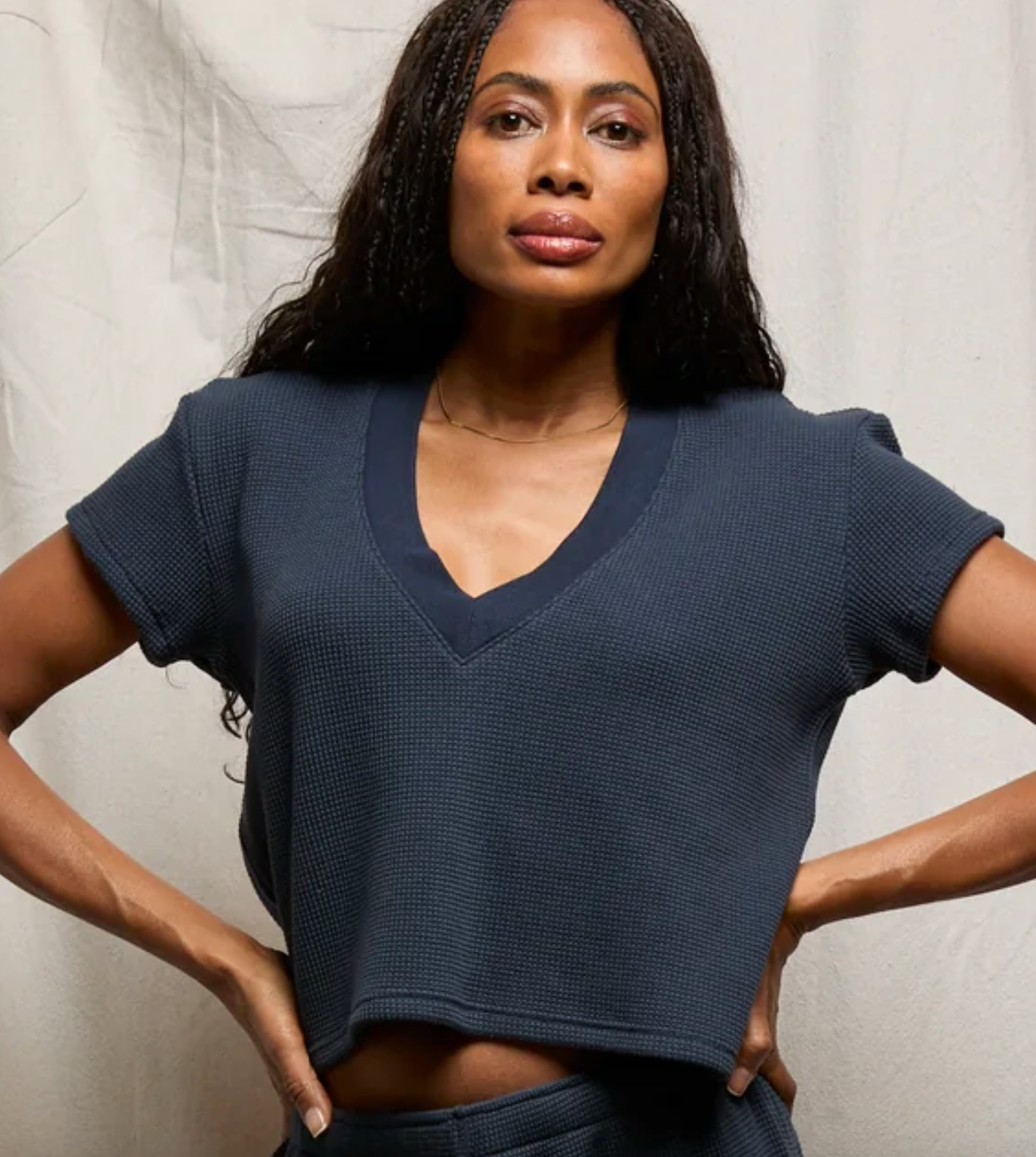 Jada Waffle V-Neck