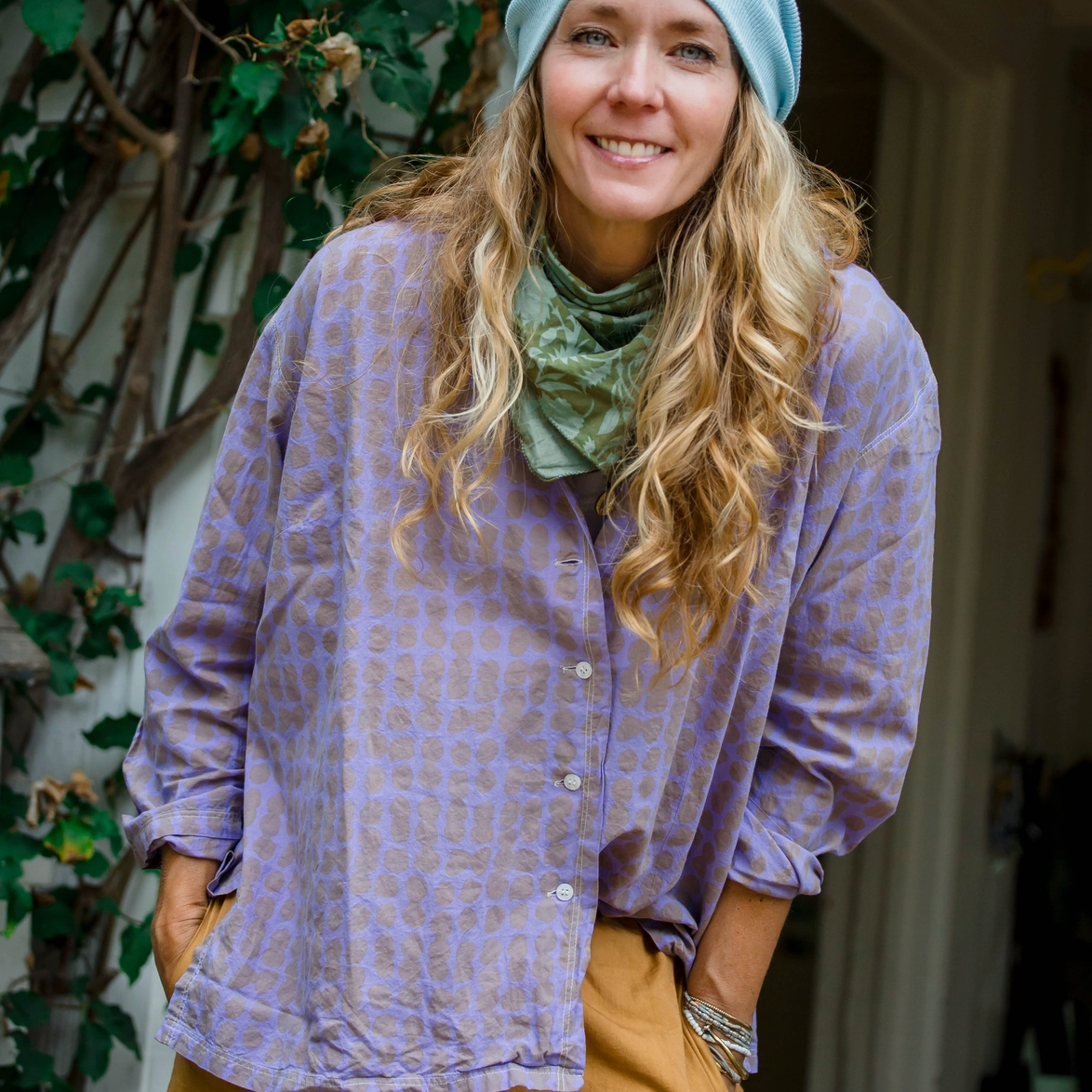 Relaxed Boyfriend Shirt Messy Dot - Lavender Overdye