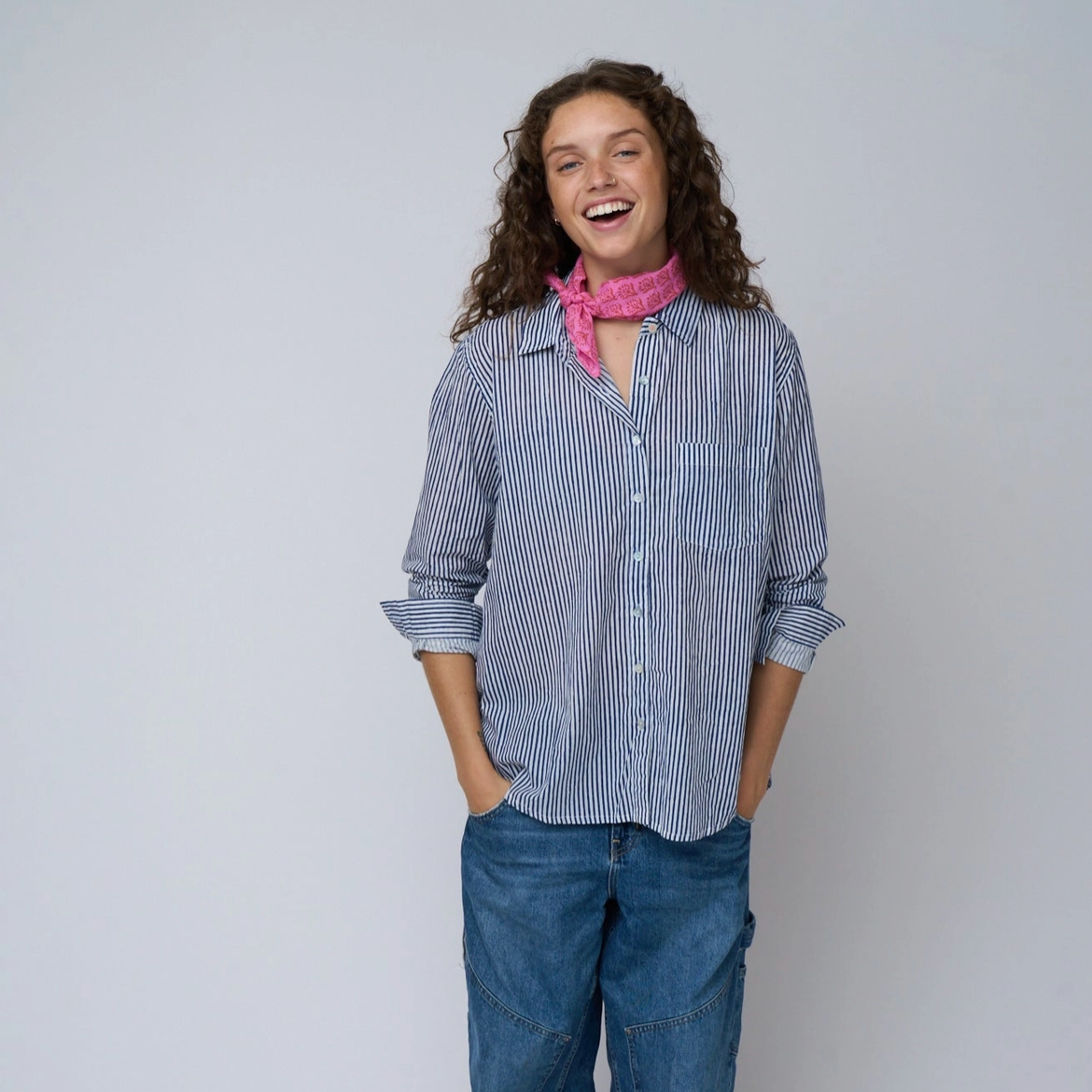 Good Boyfriend Shirt - Navy Stripe