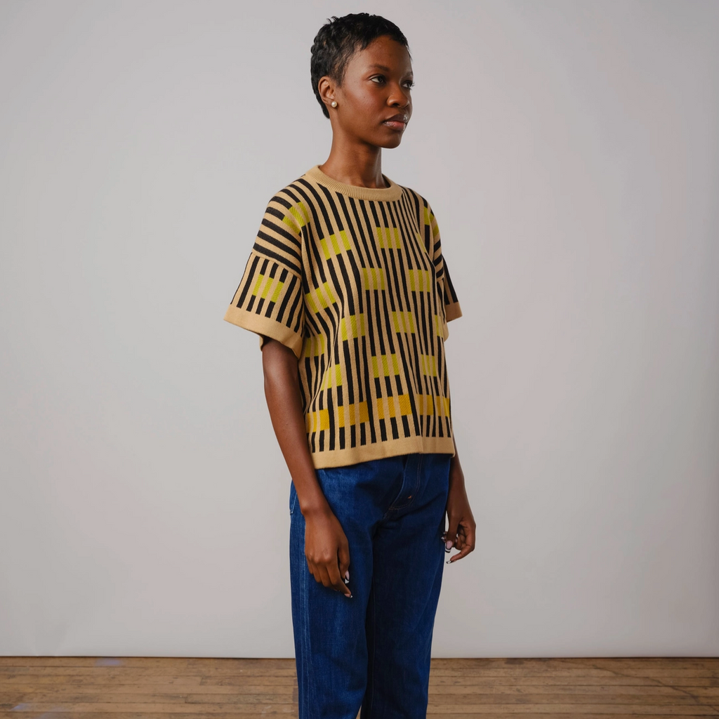 Bauhaus Short Sleeve Sweater Tee - Peridot