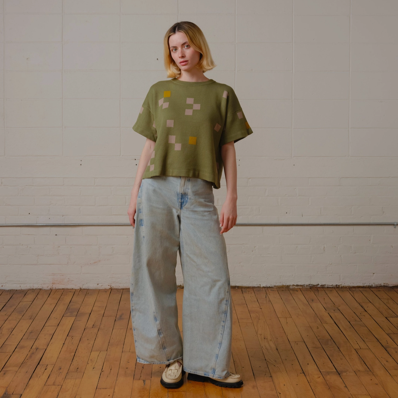 Albers Short Sleeve Sweater Tee - Olivine