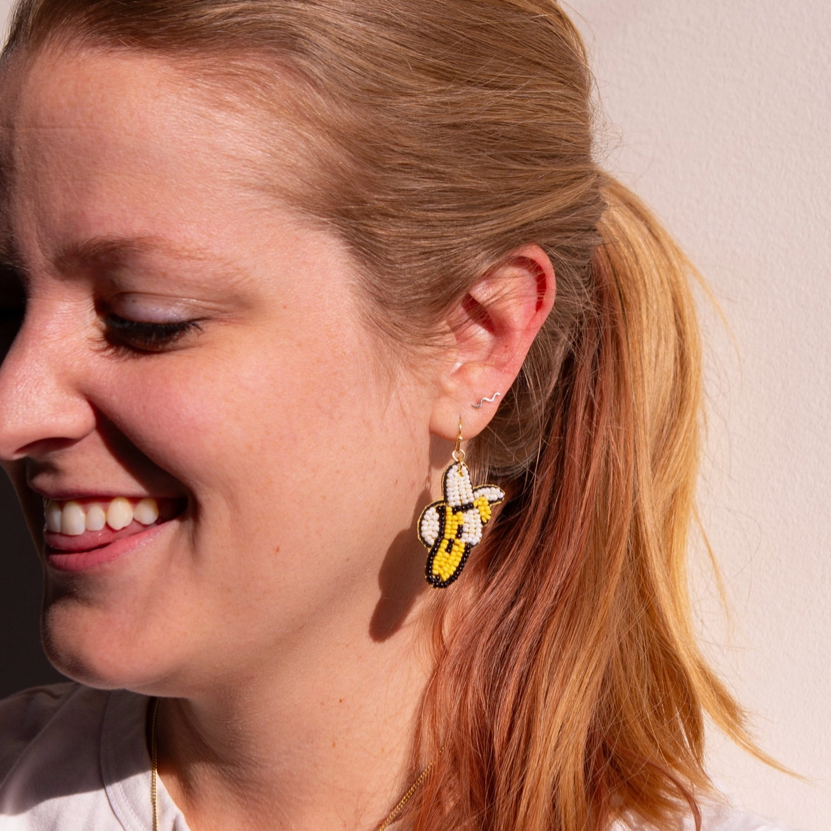 Beaded Fruit Earrings - Banana