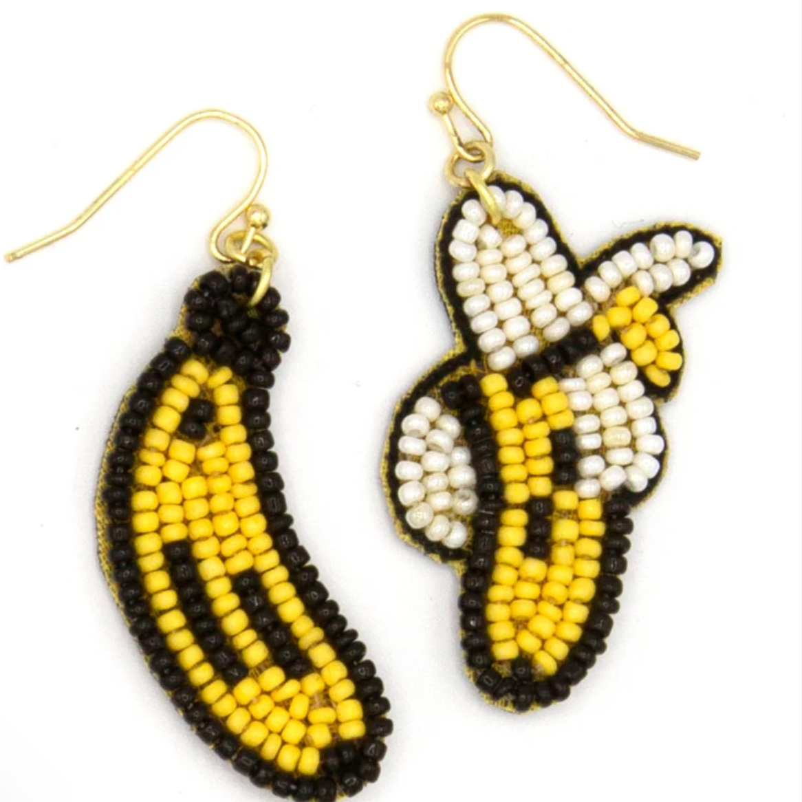 Beaded Fruit Earrings - Banana