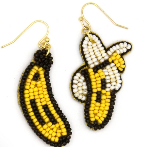 Beaded Fruit Earrings - Banana