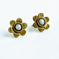 Bloom Pearl Brass Stud Earrings