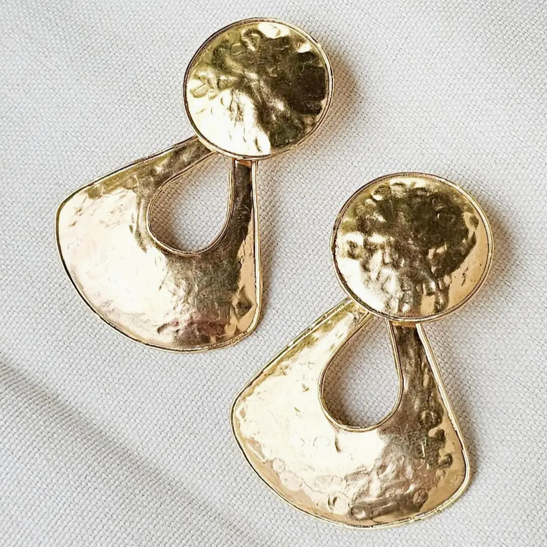 Hammered Brass Pendant Earrings