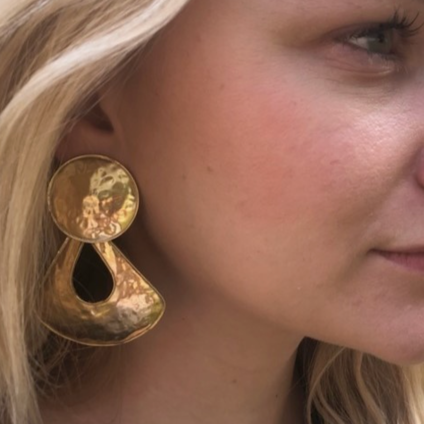 Hammered Brass Pendant Earrings