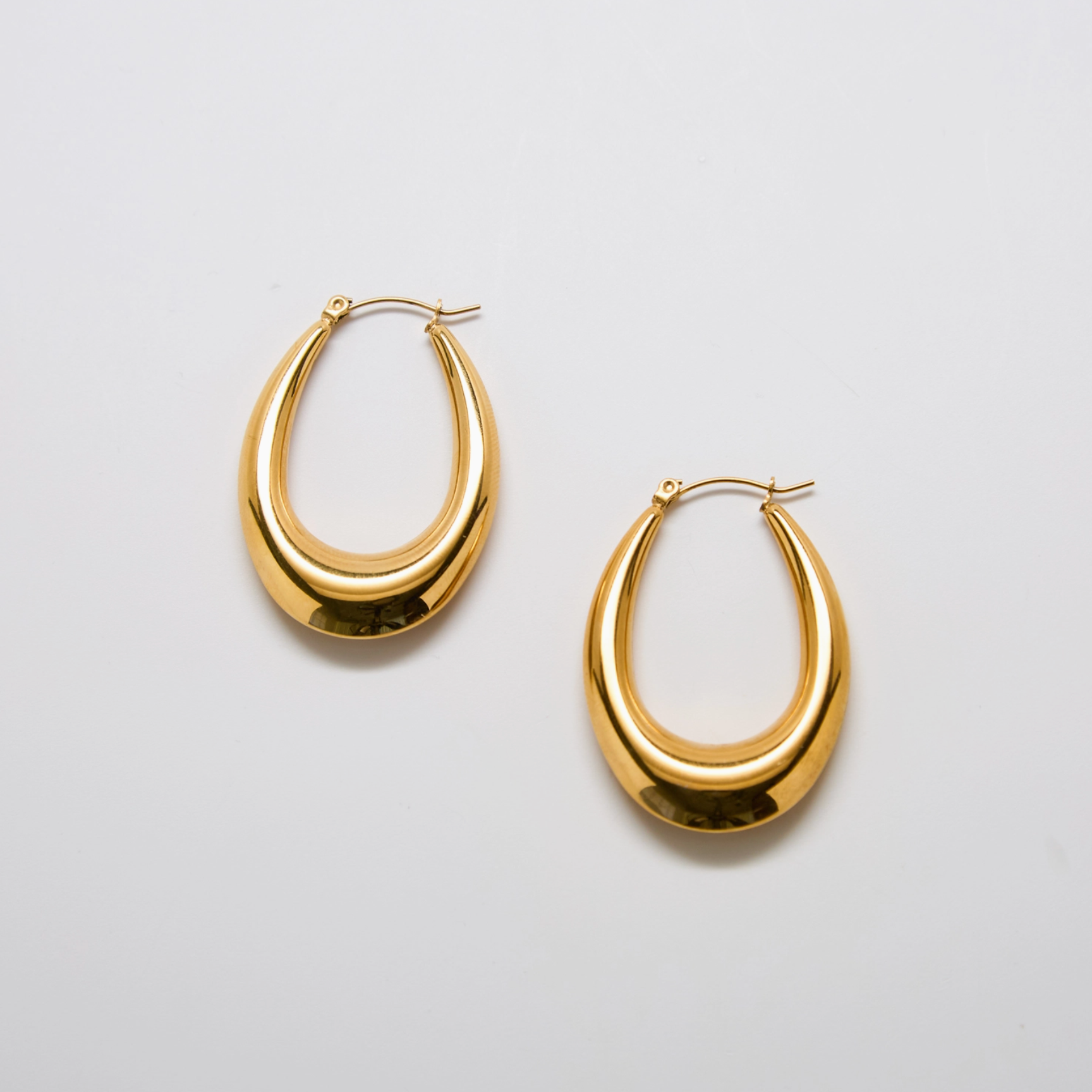 Large Gold Oval Hoop Earrings