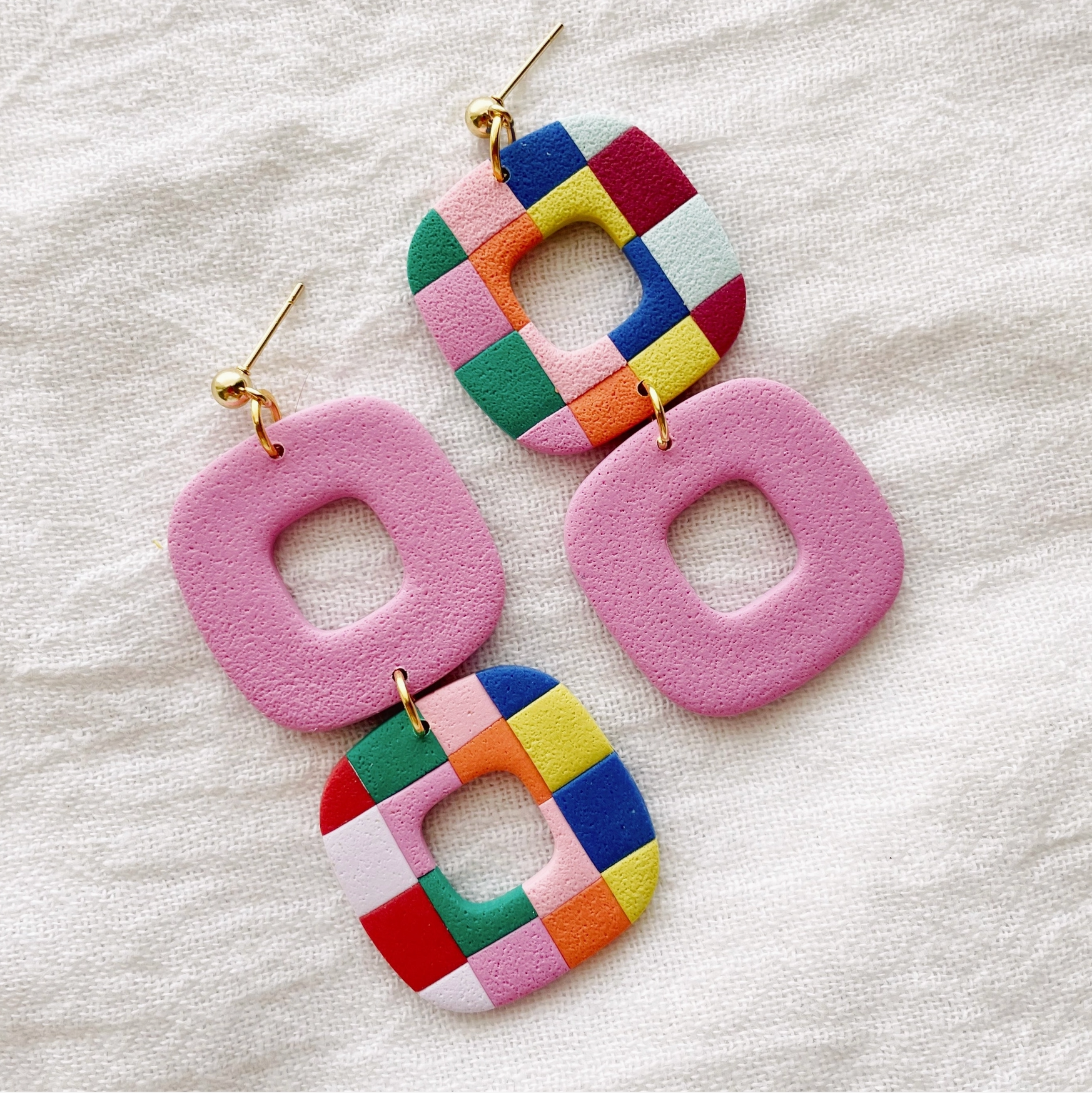 Sigrid | Patchwork Polymer Clay Earrings