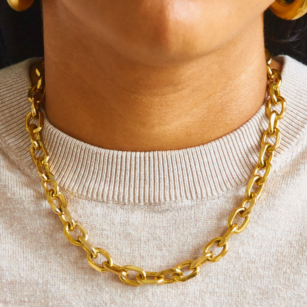 Gold Chunky Cable Chain Statement Necklace