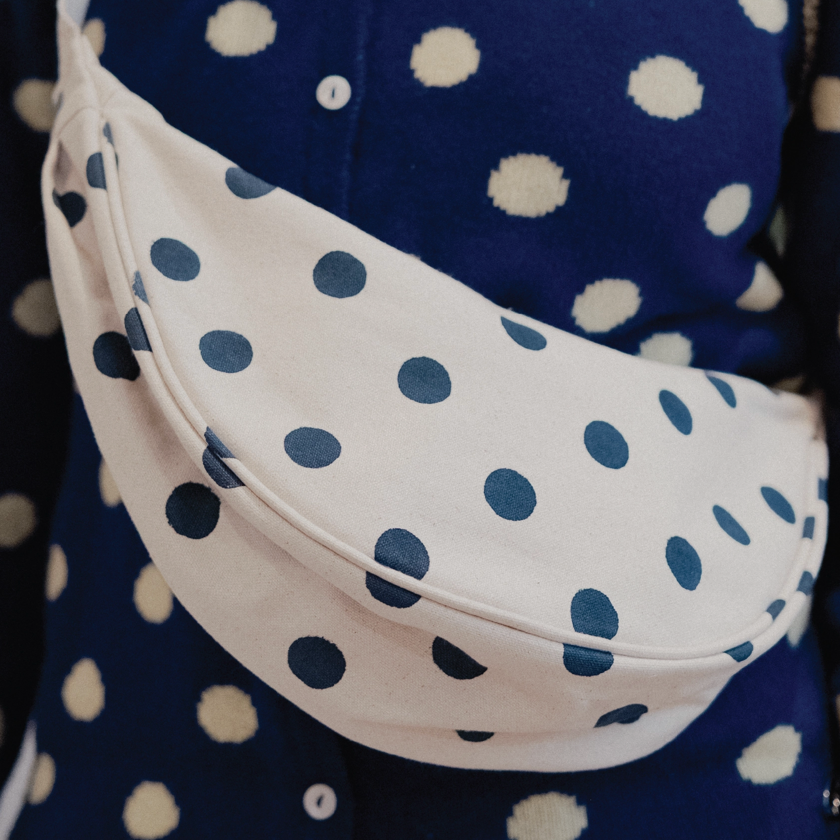 Moon Sling Bag - Indigo Dot