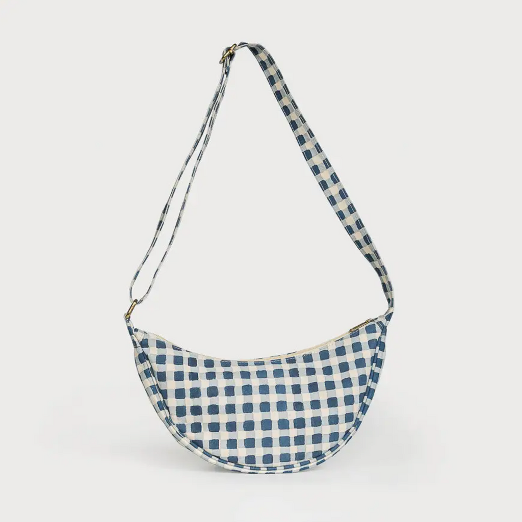 Moon Sling Bag - Indigo Gingham