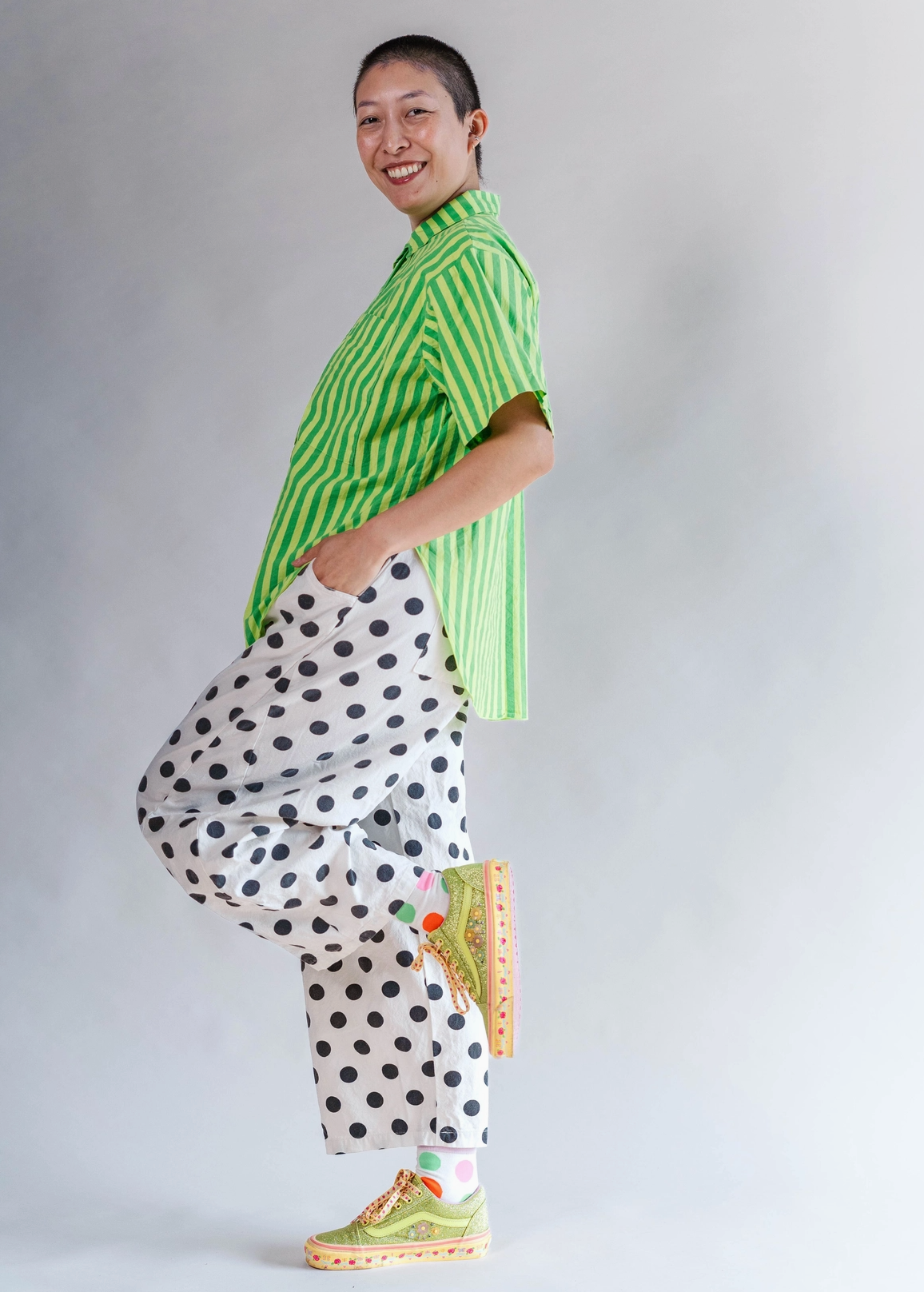 White/Black Dot Balloon Pant
