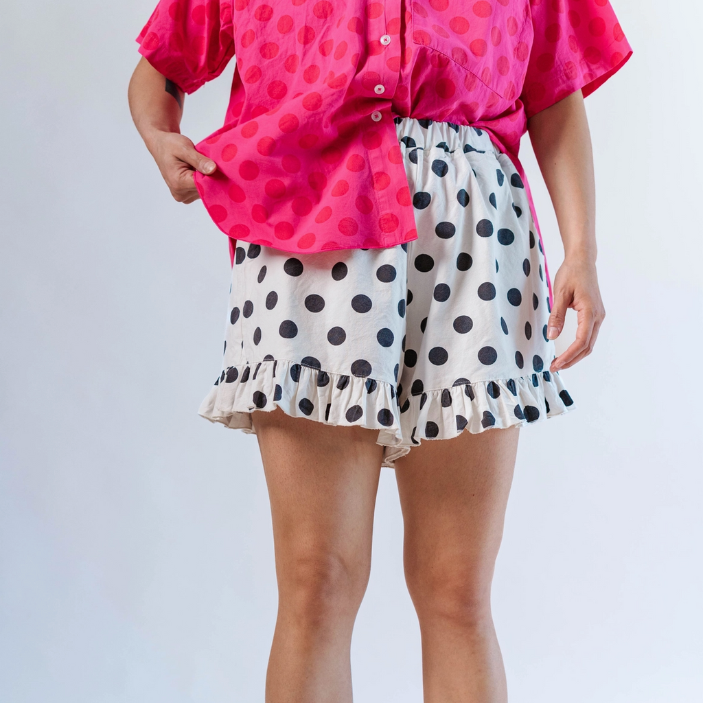 White/Black Dot Ruffle Bloomers