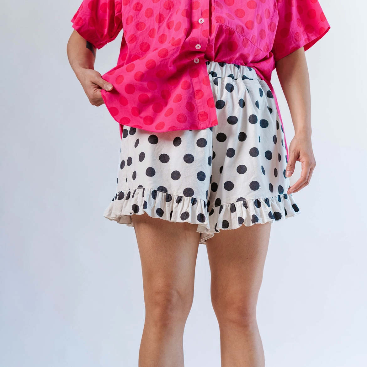 White/Black Dot Ruffle Bloomers