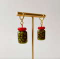 Brine Time Olive Resin Jar Earrings