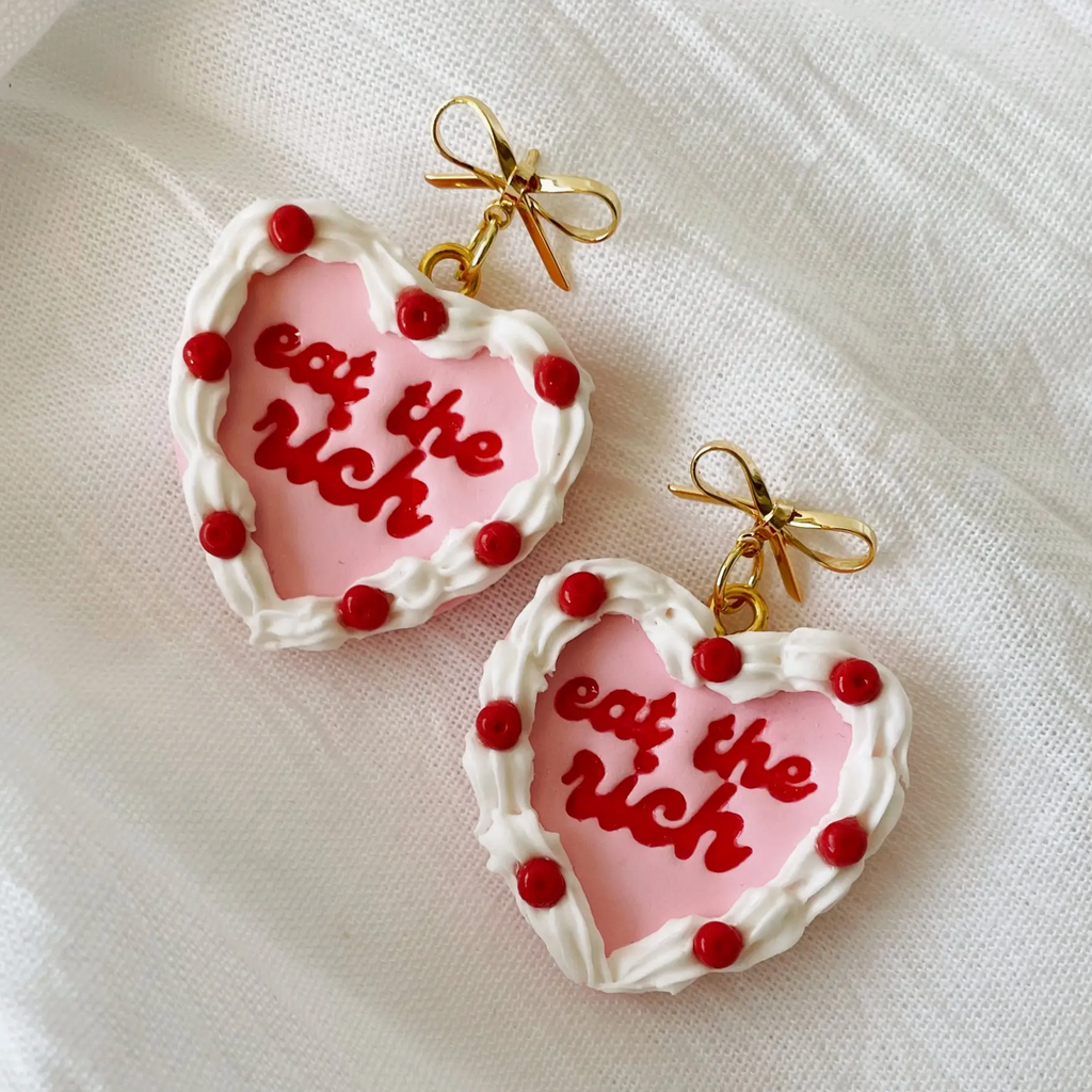 Eat The Rich Heart Cake Earrings