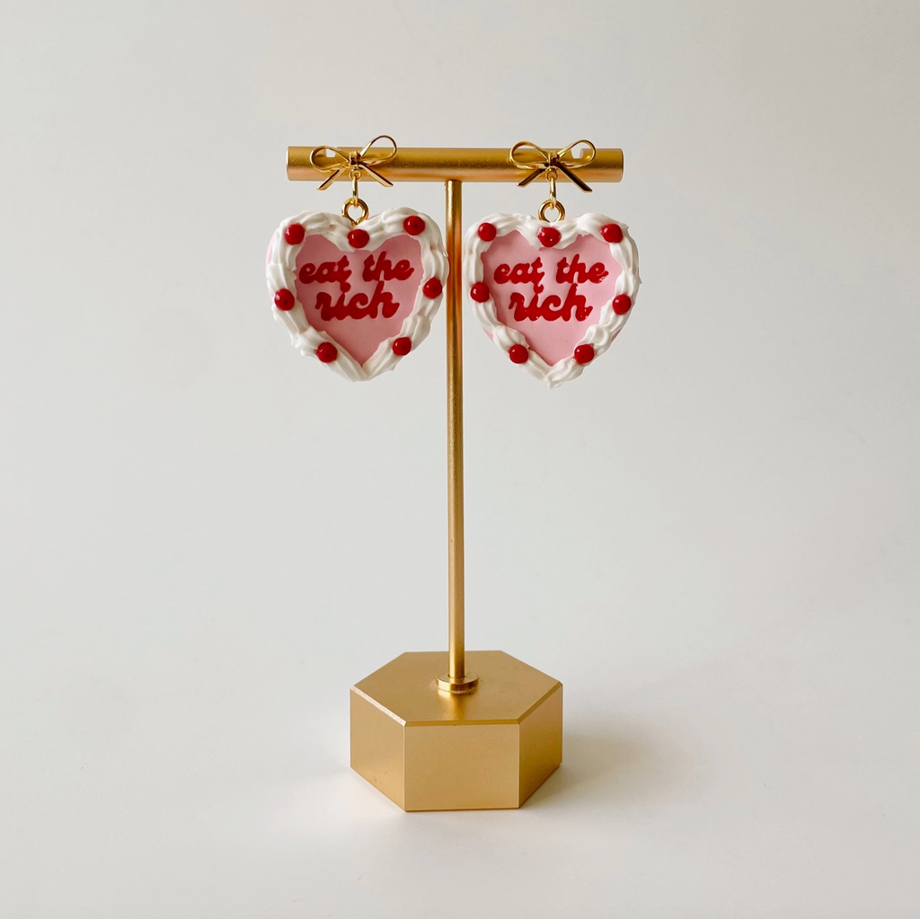 Eat The Rich Heart Cake Earrings