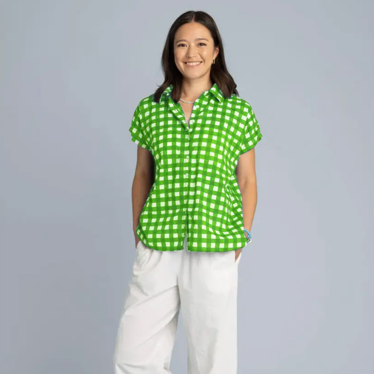 Good Boyfriend Short Sleeve Shirt - Gingham Kelly Green