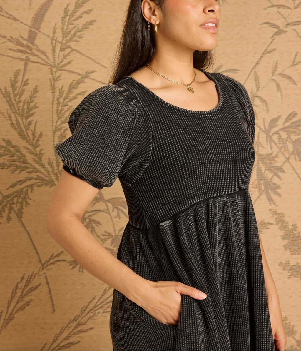 Ethel Waffle Dress - Black