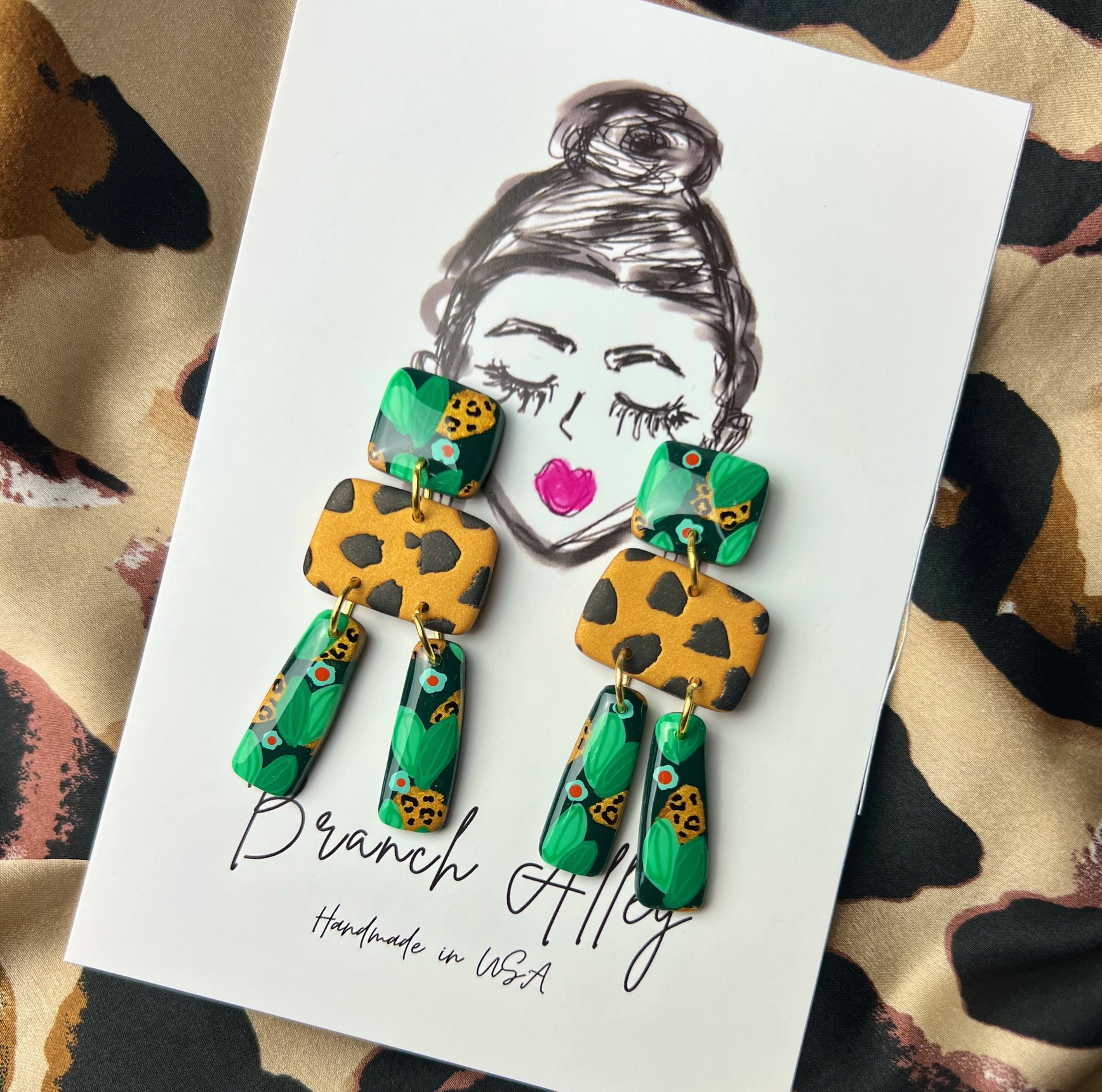 Jungle Pattern Clay Earrings