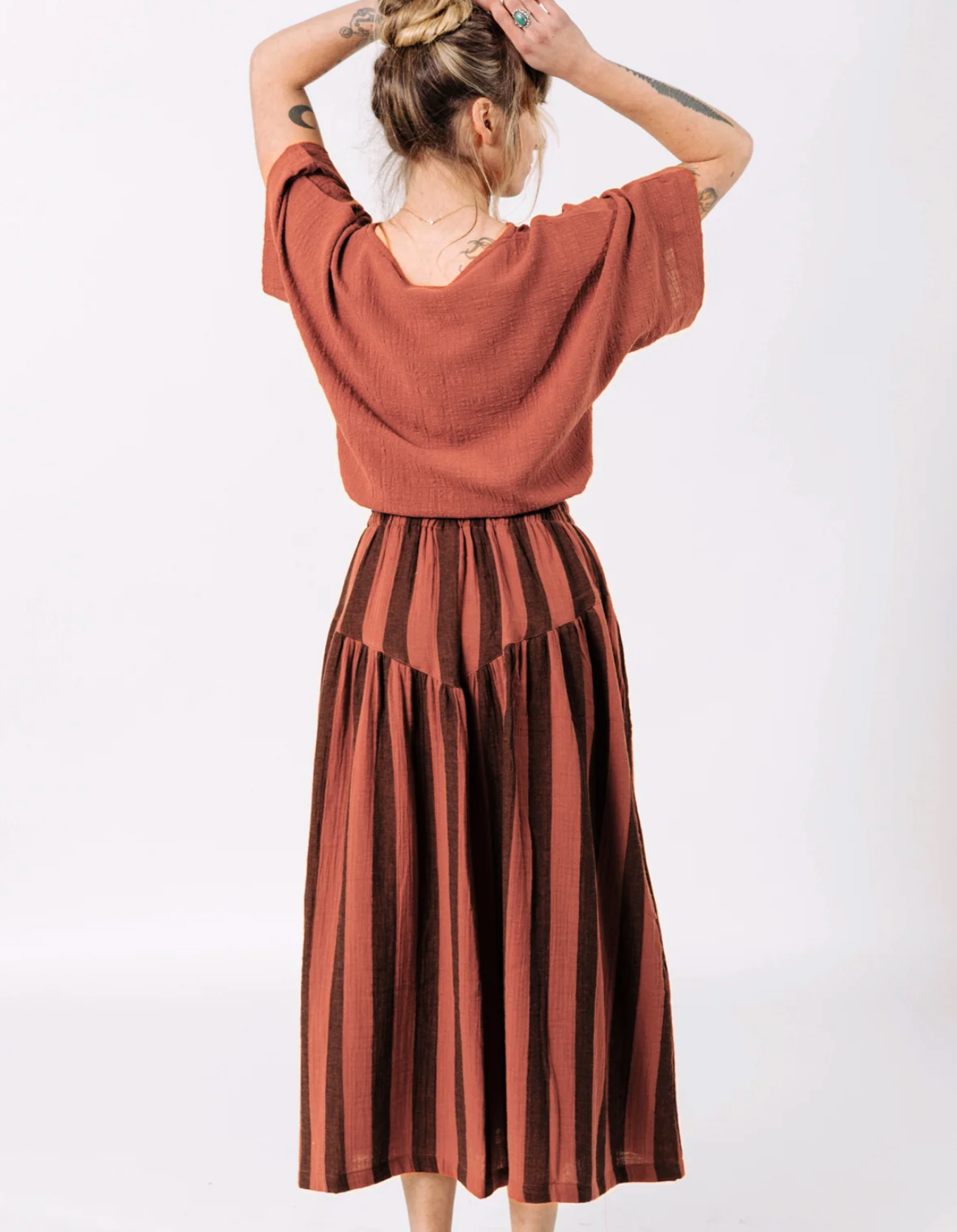 Jessie Skirt - Terracotta Stripe