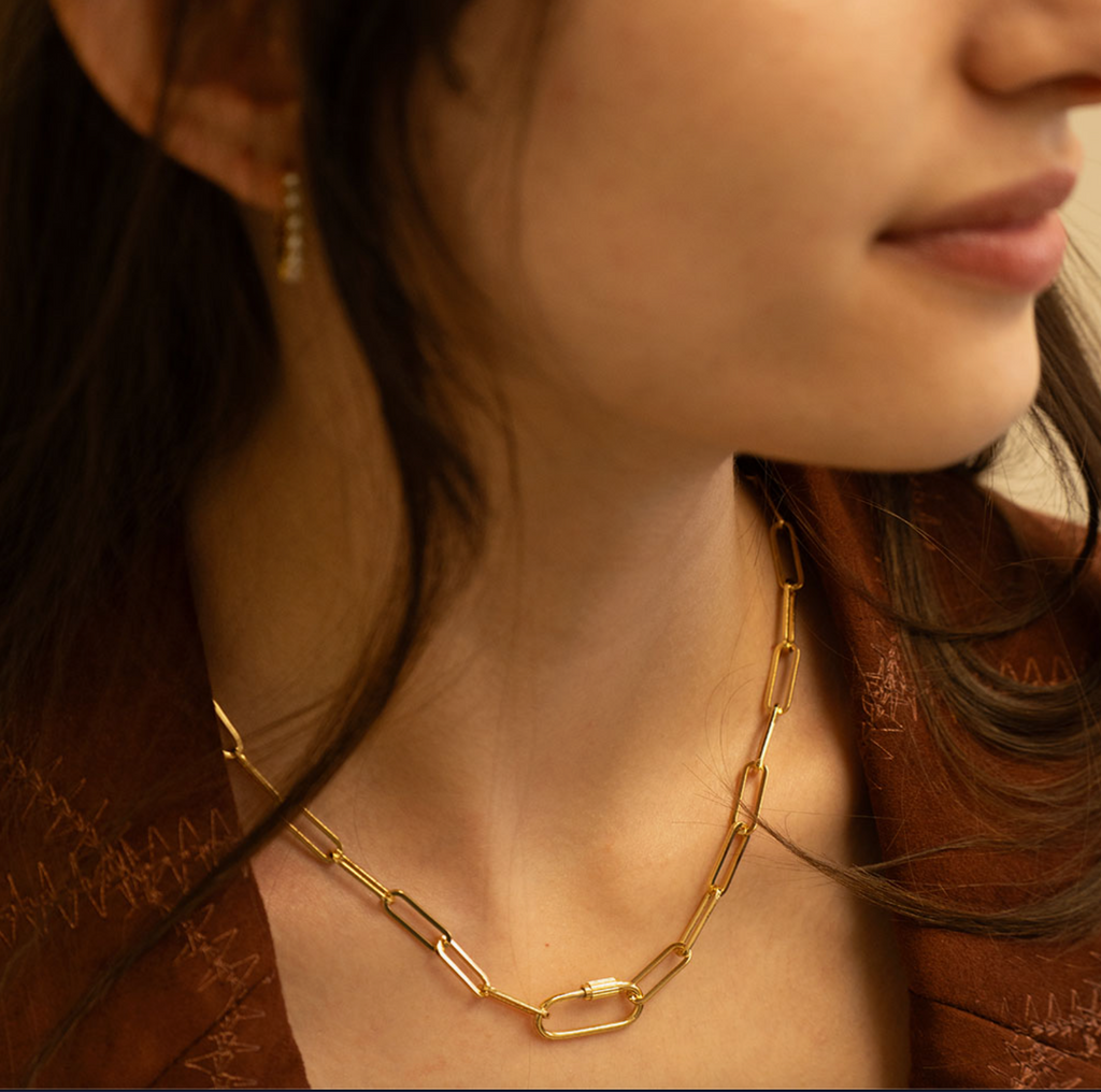 Paperclip Chain with Carabiner Clasp
