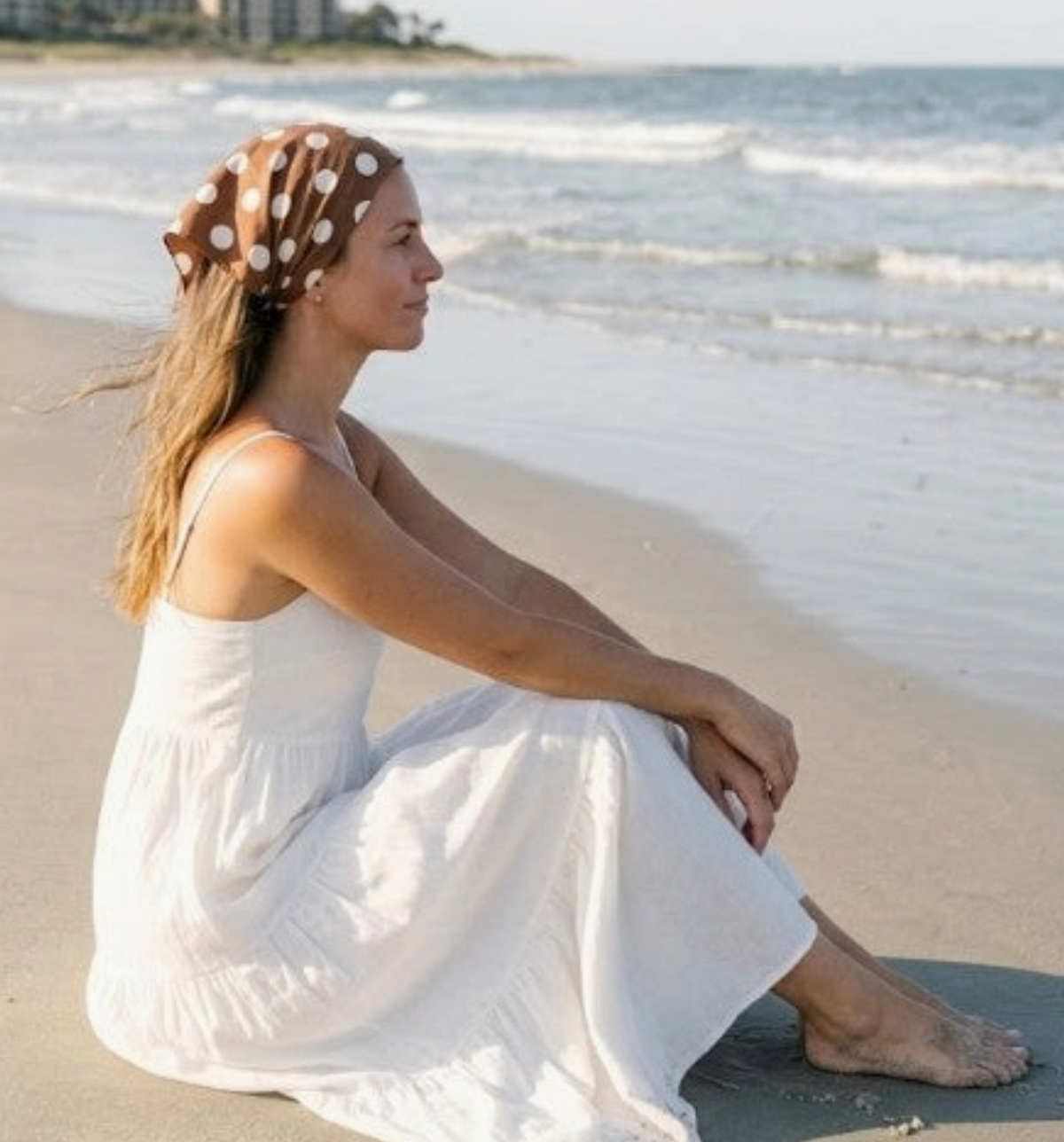 True Dot Bandana Scarf - Cocoa Ecru