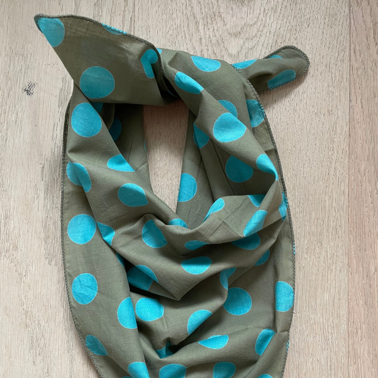 True Dot Bandana Scarf - Olive Cerulean