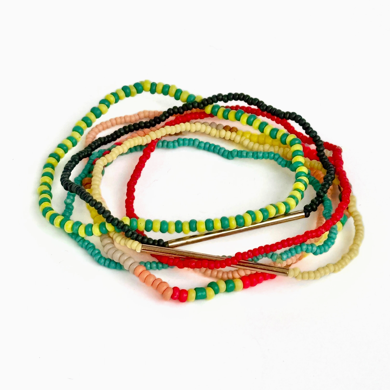 Colorburst Seed Bead Elastic Bracelet Set