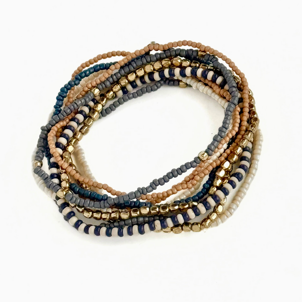 Grounded Seed Bead Elastic Bracelet Set
