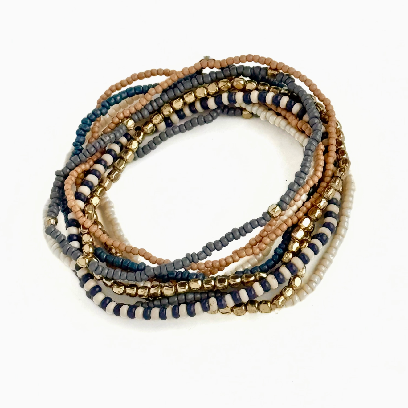 Grounded Seed Bead Elastic Bracelet Set
