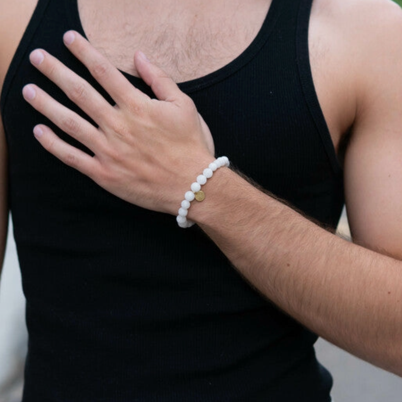 Stone Elastic Bracelet - White Agate
