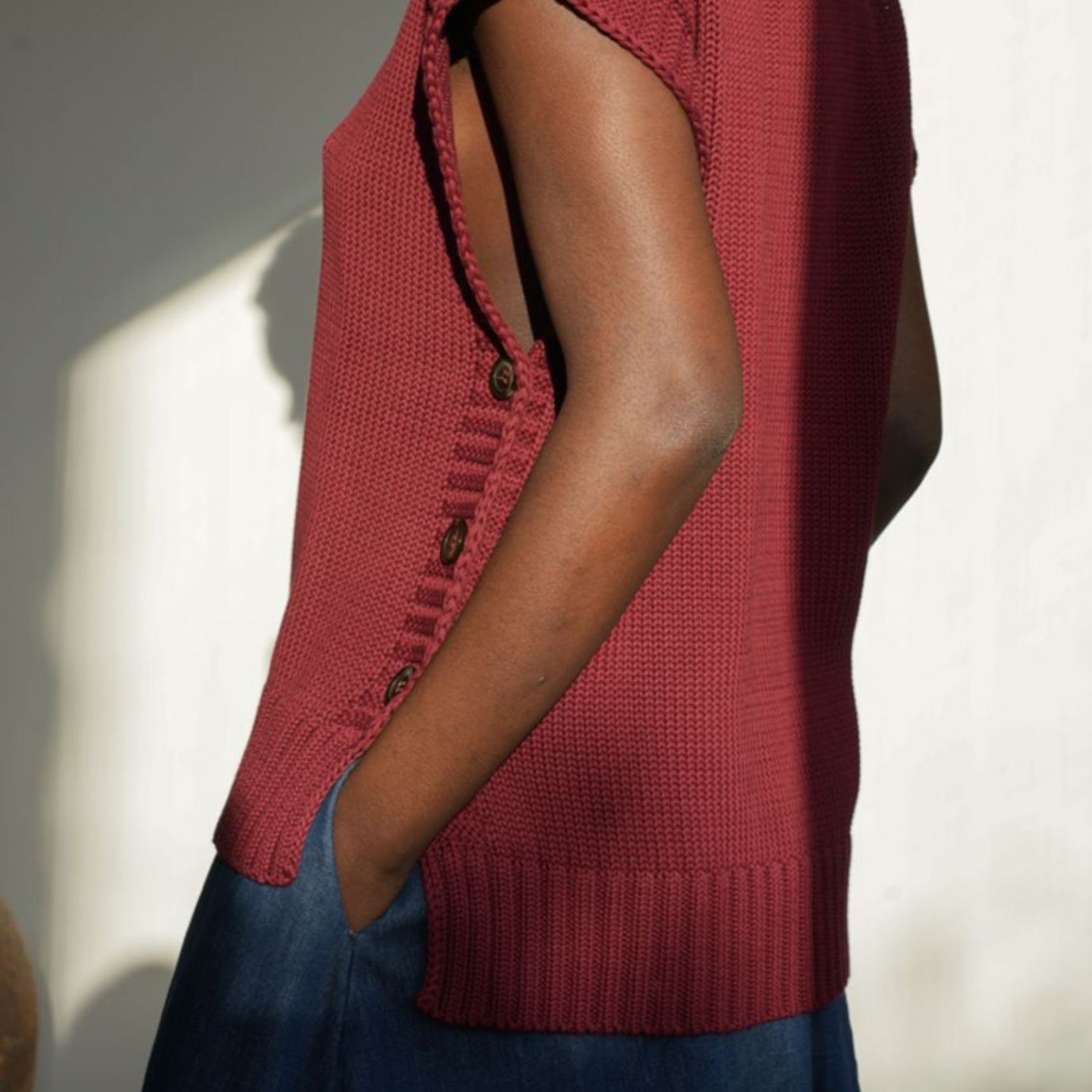 Piper-Bordeaux-Cotton Sweater Vest