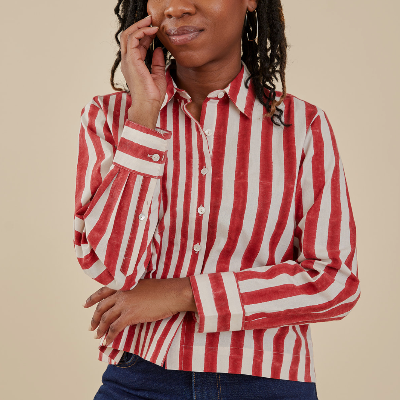 Benji Button Down - Rouge Stripe