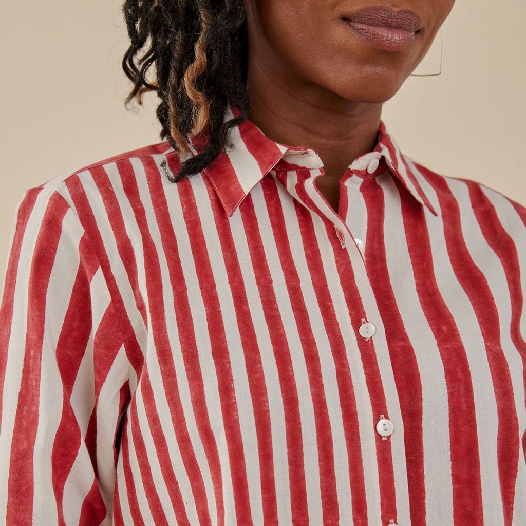 Benji Button Down - Rouge Stripe