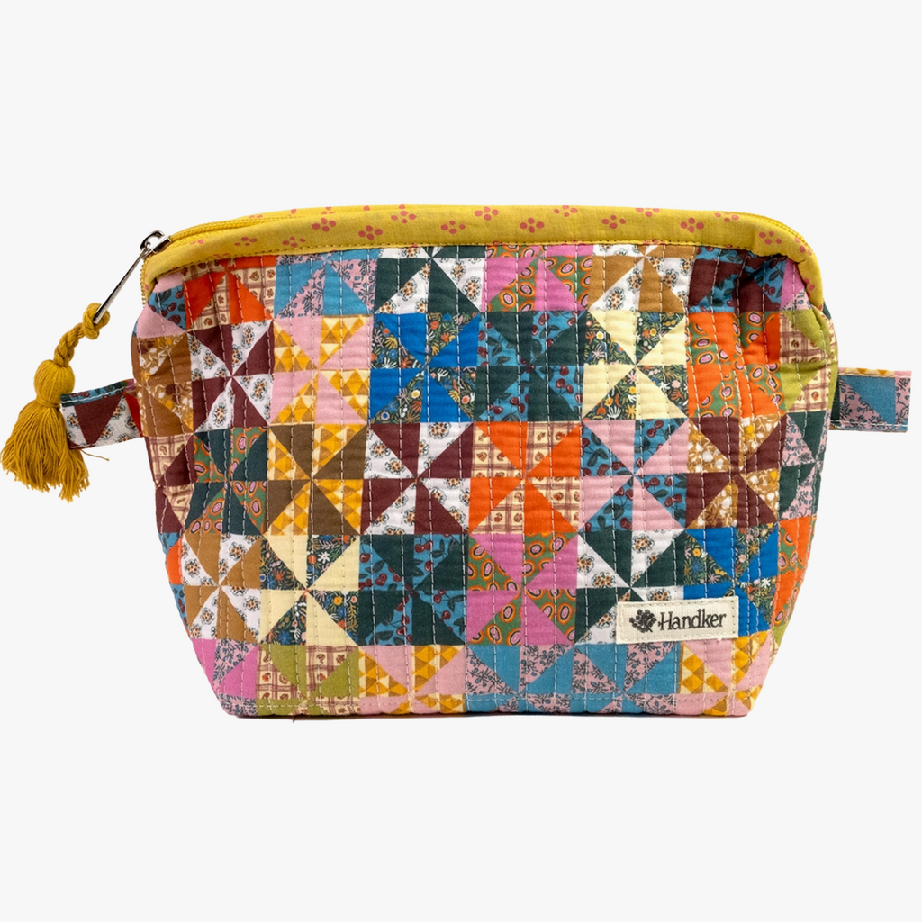 Calico Quilted Zipper Pouch