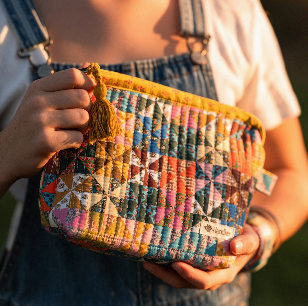 Calico Quilted Zipper Pouch