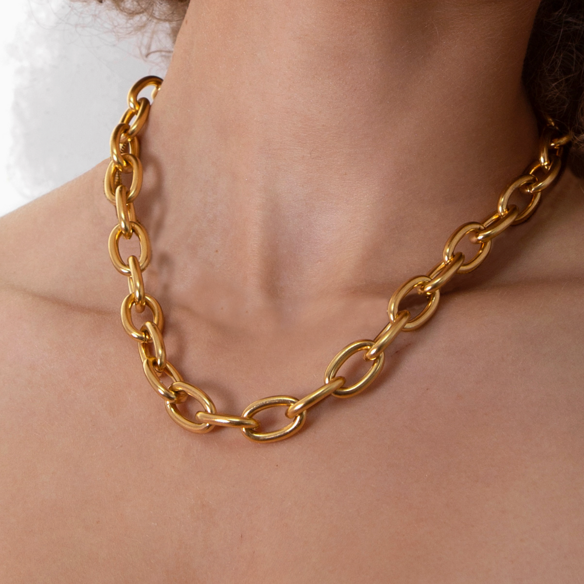 Gold Curb Chain Necklace
