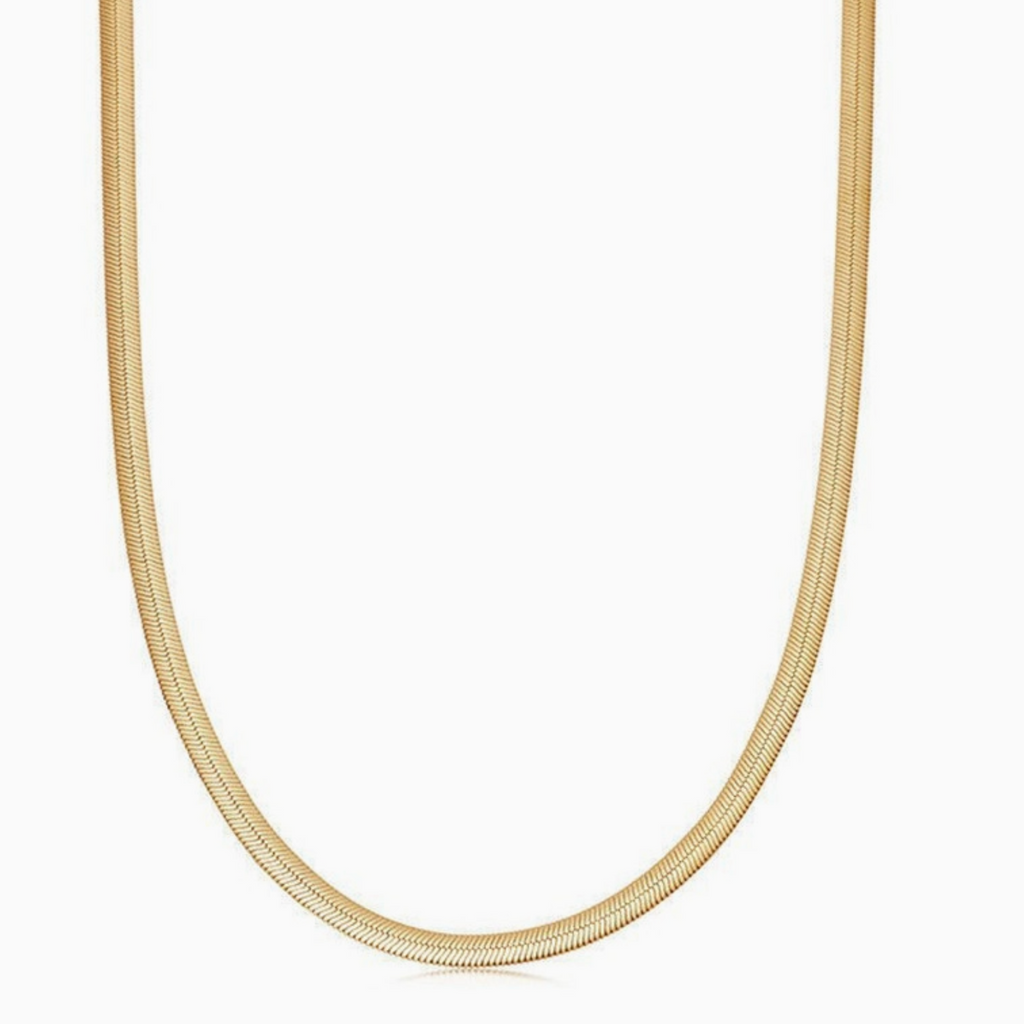 Gold Herringbone Chain Necklace