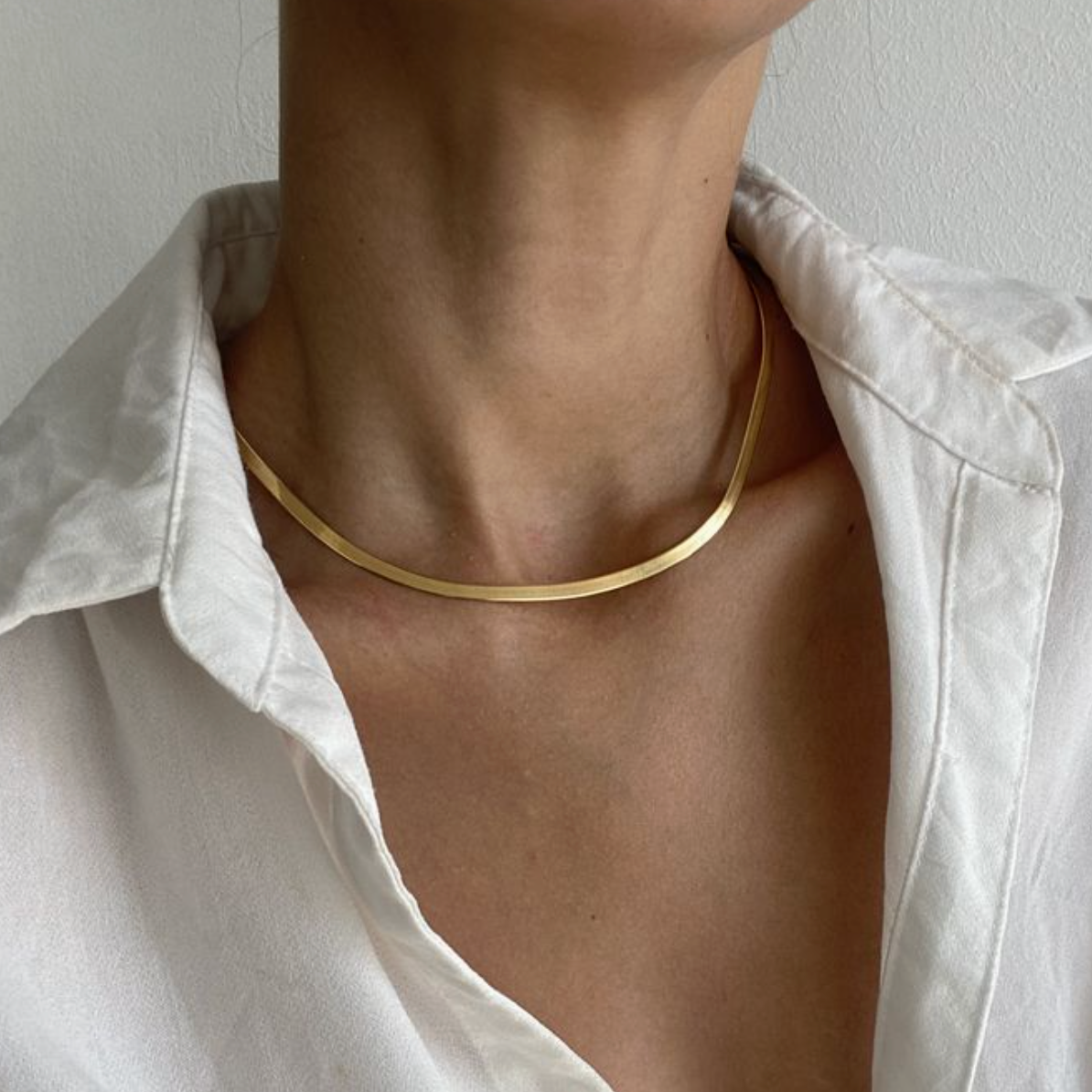 Herringbone Thin Snake Chain Necklace
