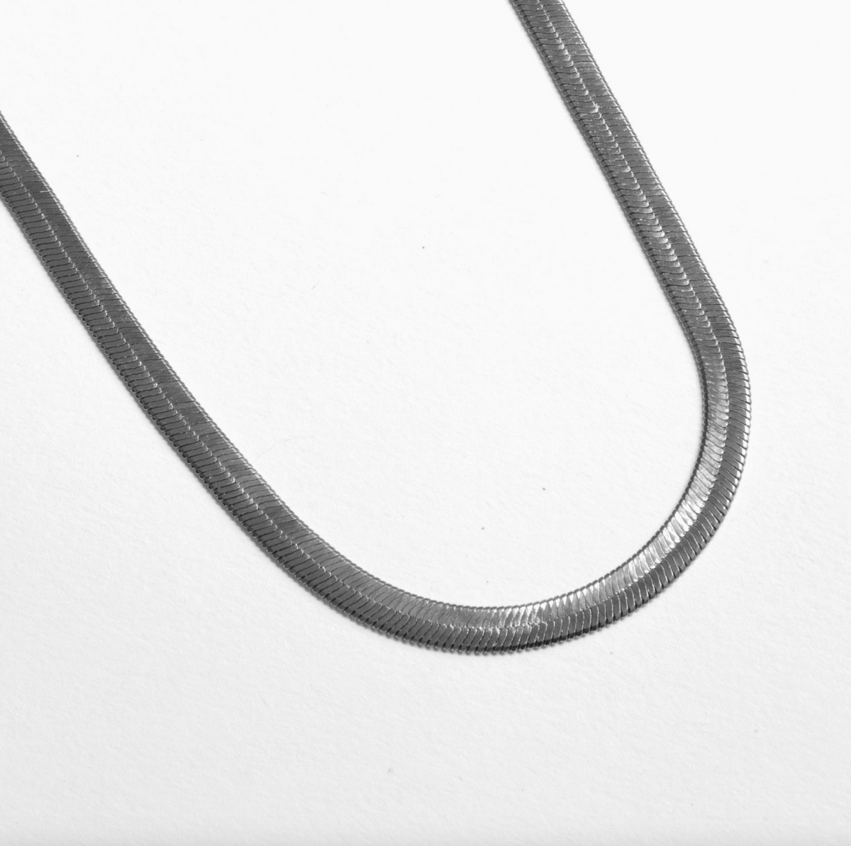 Silver Herringbone Chain Necklace