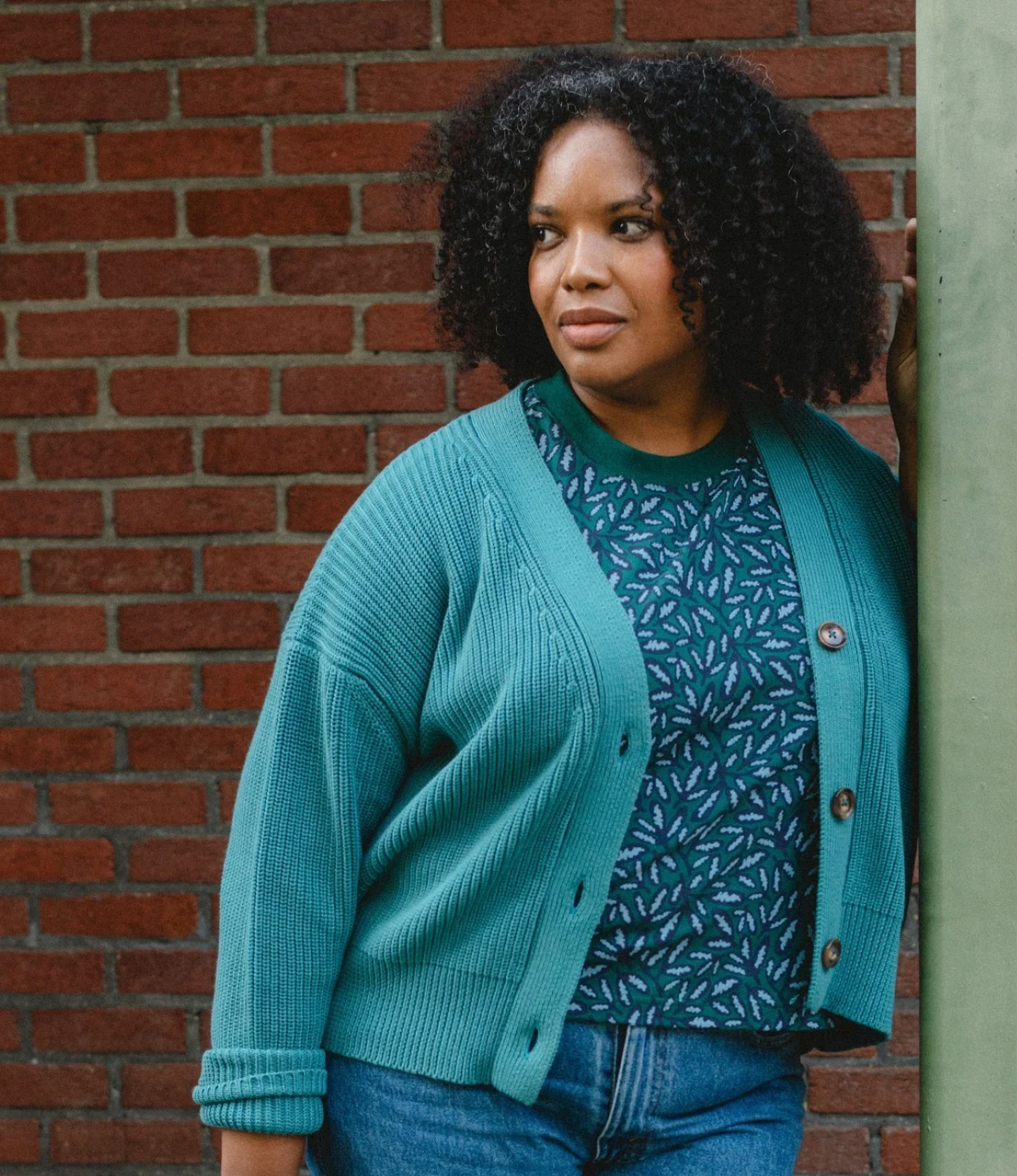 Fisherman Cardigan - Teal